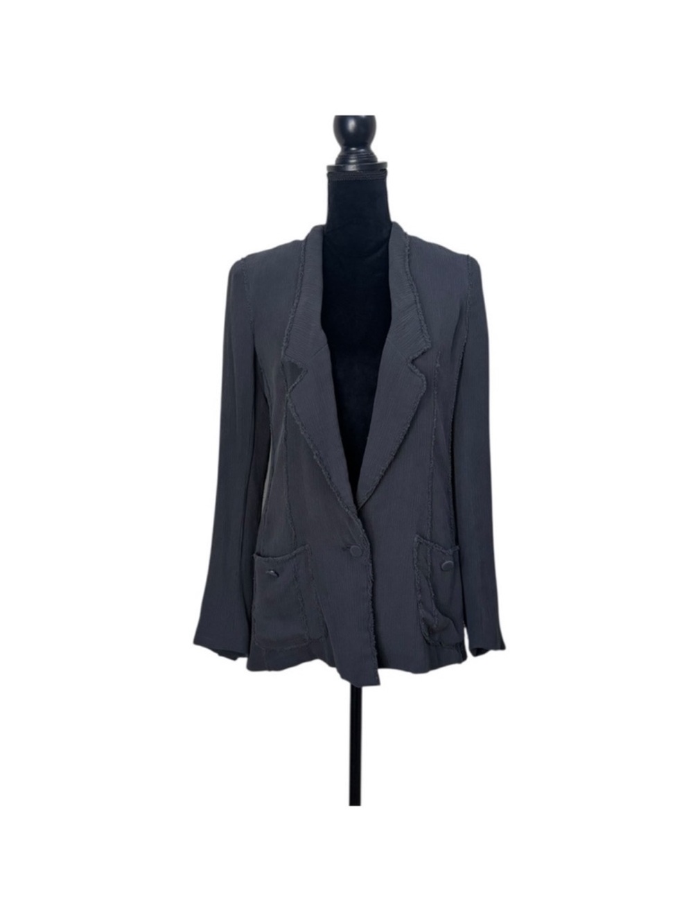 Club Monaco contemporary grey silk wool chic long sleeve blazer jacket size 4